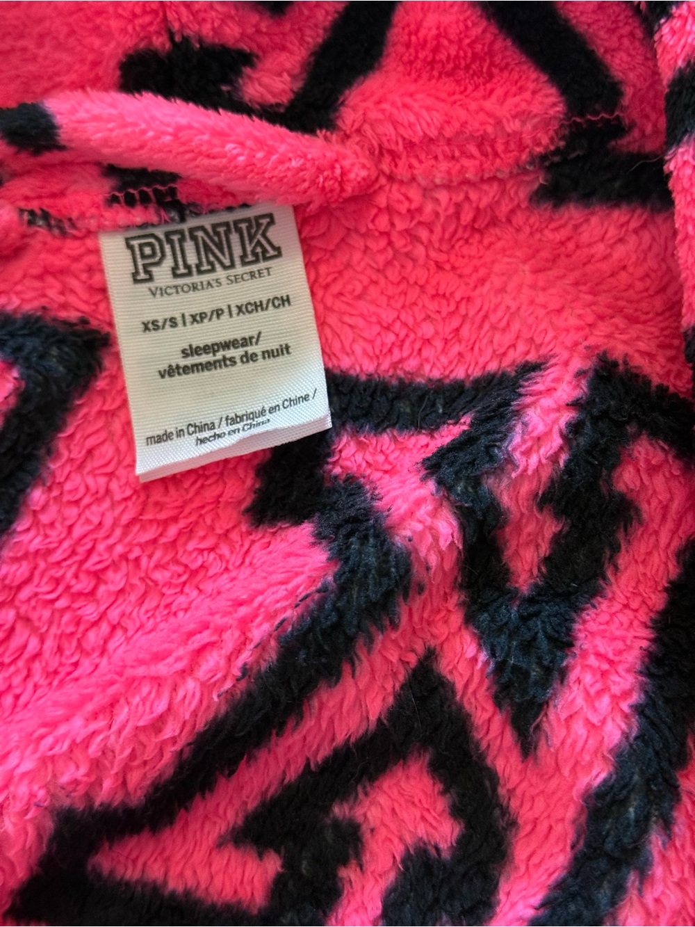 PINK women’s robe - Hot Pink & Black - Picture 3 of 3